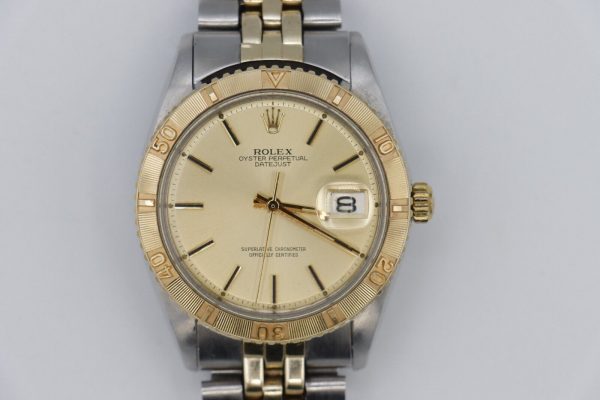 Rolex Datejust 1625 Champagne Stick Dial Turn-O-Graph Bezel Jubilee Oval Band Circa 1978