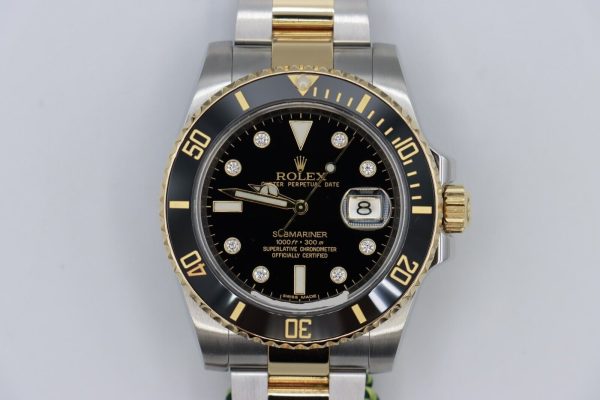 Rolex Submariner 116613LN Black Diamond Dial & Bezel Two-Tone Box & Papers Year 2013
