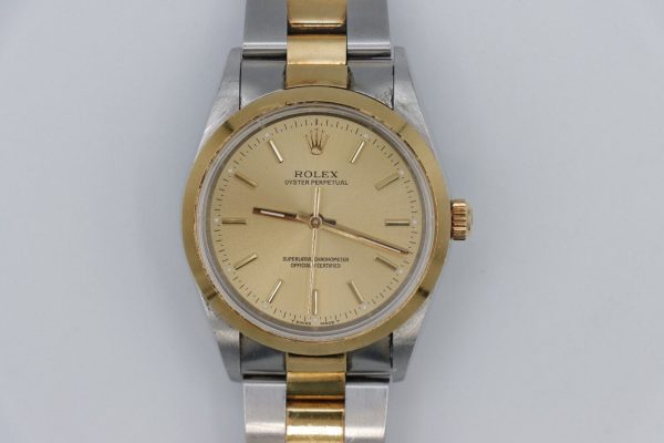 Rolex Oyster Perpetual 14203 Champagne Stick Dial Oyster Band Box & Papers Circa 2001