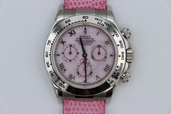 Rolex Daytona 116519 Beach Pink Mother of Pearl Roman Dial White Gold Full Set