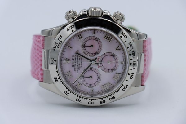 Rolex Daytona 116519 Beach Pink Mother of Pearl Roman Dial White Gold Full Set