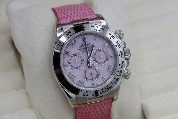 Rolex Daytona 116519 Beach Pink Mother of Pearl Roman Dial White Gold Full Set