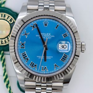 Rolex Datejust 41 126334 Blue Azure Roman Dial Jubilee Band Box & Papers