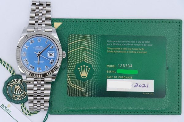 Rolex Datejust 41 126334 Blue Azure Roman Dial Jubilee Band Box & Papers 2021 - Image 12