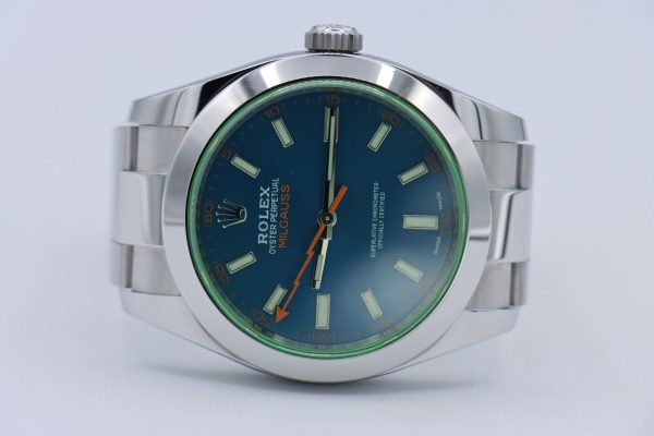 Rolex Milgauss 116400GV Z-Blue Dial Oyster Band 40mm Green Crystal Smooth Bezel - Image 5