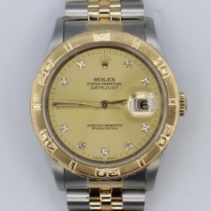 Rolex Datejust 16263 Champagne Diamond Dial Turn-O-Graph Jubilee Band Circa 1991