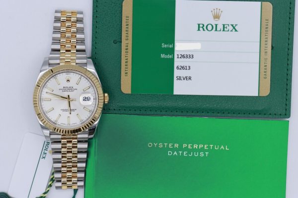 Rolex Datejust 41 126333 Silver Index Dial Jubilee Band Two-Tone Box & Papers - Image 9