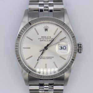 Rolex Datejust 16014 Silver Stick Dial Jubilee Band 36mm Fluted Bezel Circa 1985