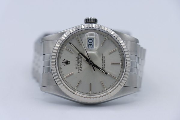 Rolex Datejust 16014 Silver Stick Dial Fluted Bezel Jubilee Band 36mm Circa 1985 - Image 5