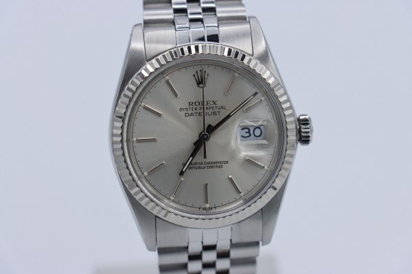 Rolex Datejust 16014 Silver Stick Dial Fluted Bezel Jubilee Band 36mm Circa 1985 - Image 9