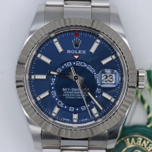 Rolex Sky-Dweller 326934 Blue Index Dial Oyster Band 42mm Box & Papers Year 2017