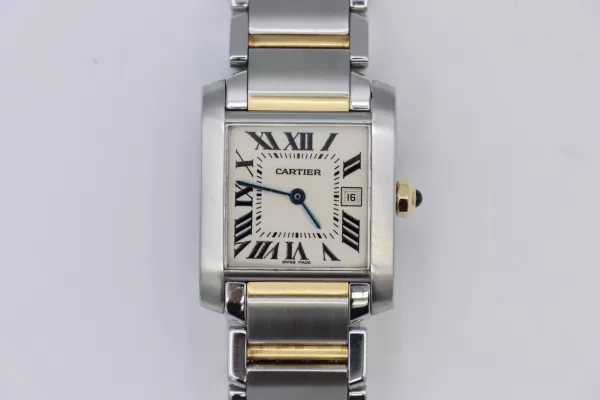 Cartier Tank Francaise 2465 White Roman Dial Two-Tone Quartz 25mm Medium Size