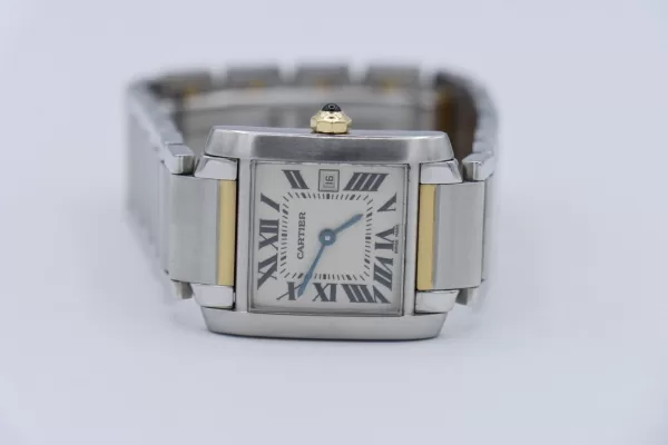 Cartier Tank Francaise 2384 White Roman Dial Two-Tone Quartz 20mm Ladies Size - Image 5