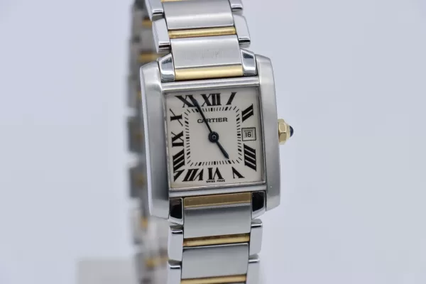 Cartier Tank Francaise 2384 White Roman Dial Two-Tone Quartz 20mm Ladies Size - Image 9