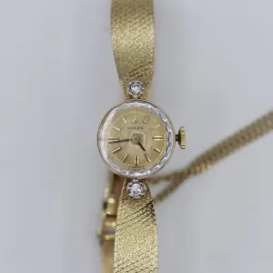 Vintage Rolex Cocktail Style Ladies Watch 14K Diamond Lugs Manual Wind 15mm