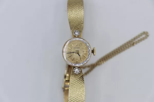 Vintage Rolex Cocktail Style Ladies Watch 14K Diamond Lugs Manual Wind 15mm