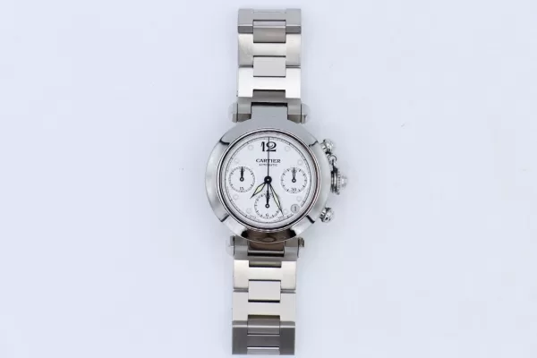 Cartier Pasha C 2412 Chronograph White Dial Stainless Steel 36mm Automatic - Image 2