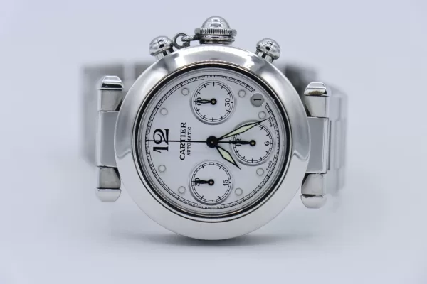 Cartier Pasha C 2412 Chronograph White Dial Stainless Steel 36mm Automatic - Image 5