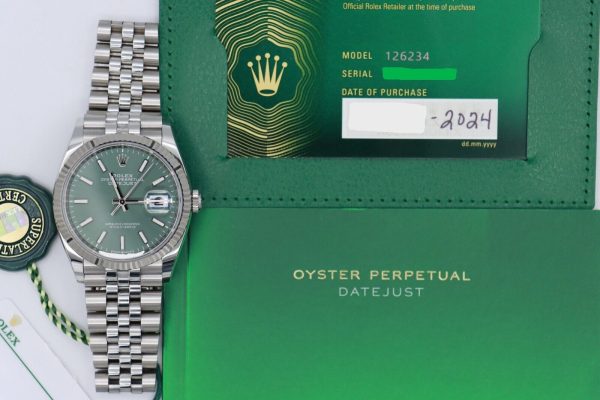 Rolex Datejust 126234 Mint Green Dial 36mm Jubilee Band Box & Papers Year 2024 - Image 9