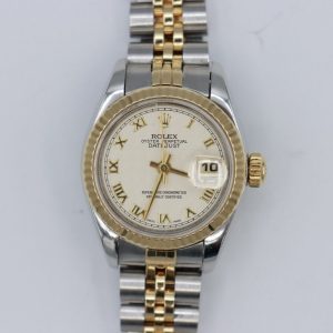 Rolex Lady Datejust 69173 Pyramid Roman Dial Jubilee Band Two-Tone