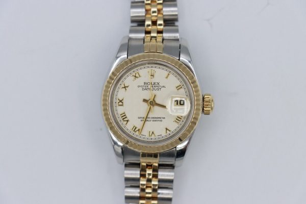 Rolex Lady Datejust 69173 Pyramid Roman Dial Jubilee Band Two-Tone