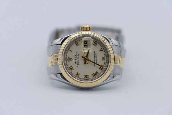 Rolex Lady Datejust 69173 Pyramid Roman Dial Two-Tone Jubilee Band Circa 1994 - Image 5