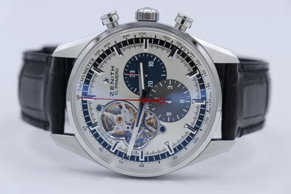 Zenith El Primero 03.2040.4061 Silver Stick Dial Black Leather Strap Box & Papers - Image 5