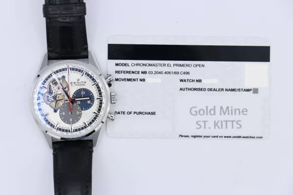 Zenith El Primero 03.2040.4061 Silver Stick Dial Black Leather Strap Box & Papers - Image 10