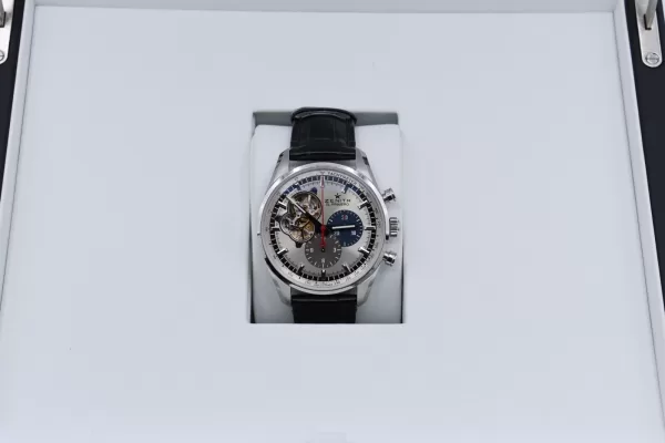 Zenith El Primero 03.2040.4061 Silver Stick Dial Black Leather Strap Box & Papers - Image 11