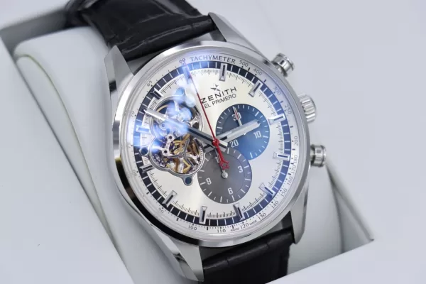 Zenith El Primero 03.2040.4061 Silver Stick Dial Black Leather Strap Box & Papers - Image 12